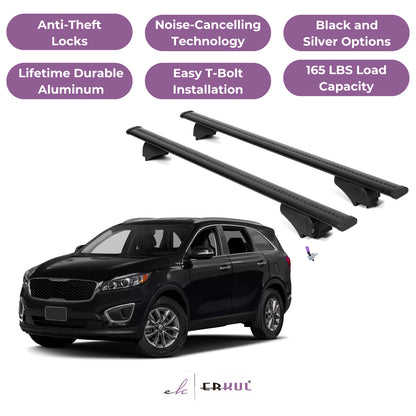 Roof Rack Cross Bars with Extended Bar Design for Kia Sorento 2016-2020  - Black