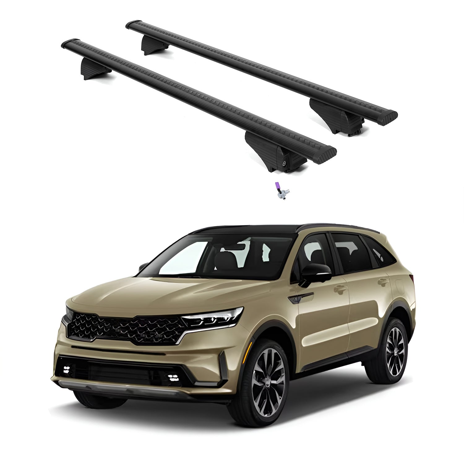 ERKUL Roof Rack Cross Bars for Kia Sorento 2021-2025 with Flush Rails - Black