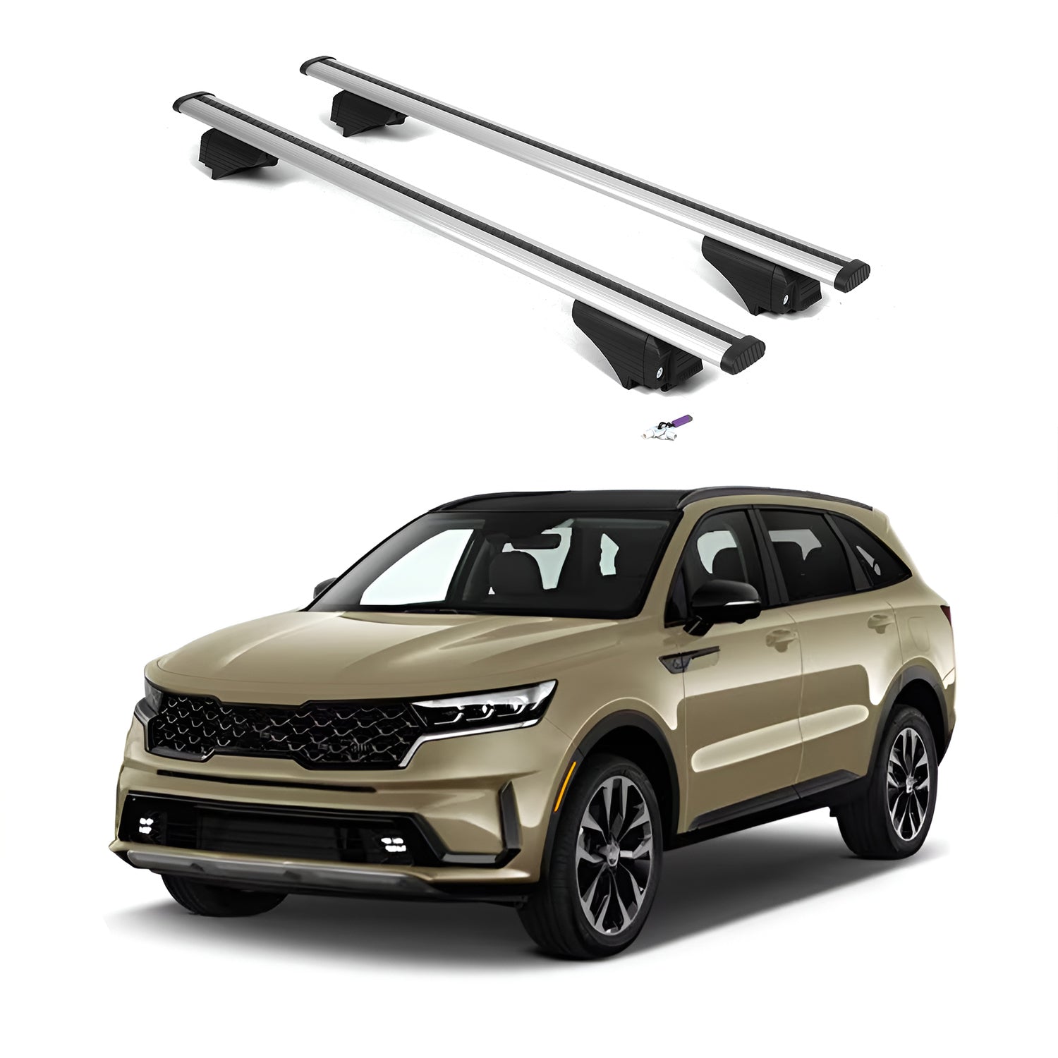 ERKUL Roof Rack Cross Bars for Kia Sorento 2021-2025 with Flush Rails - Silver