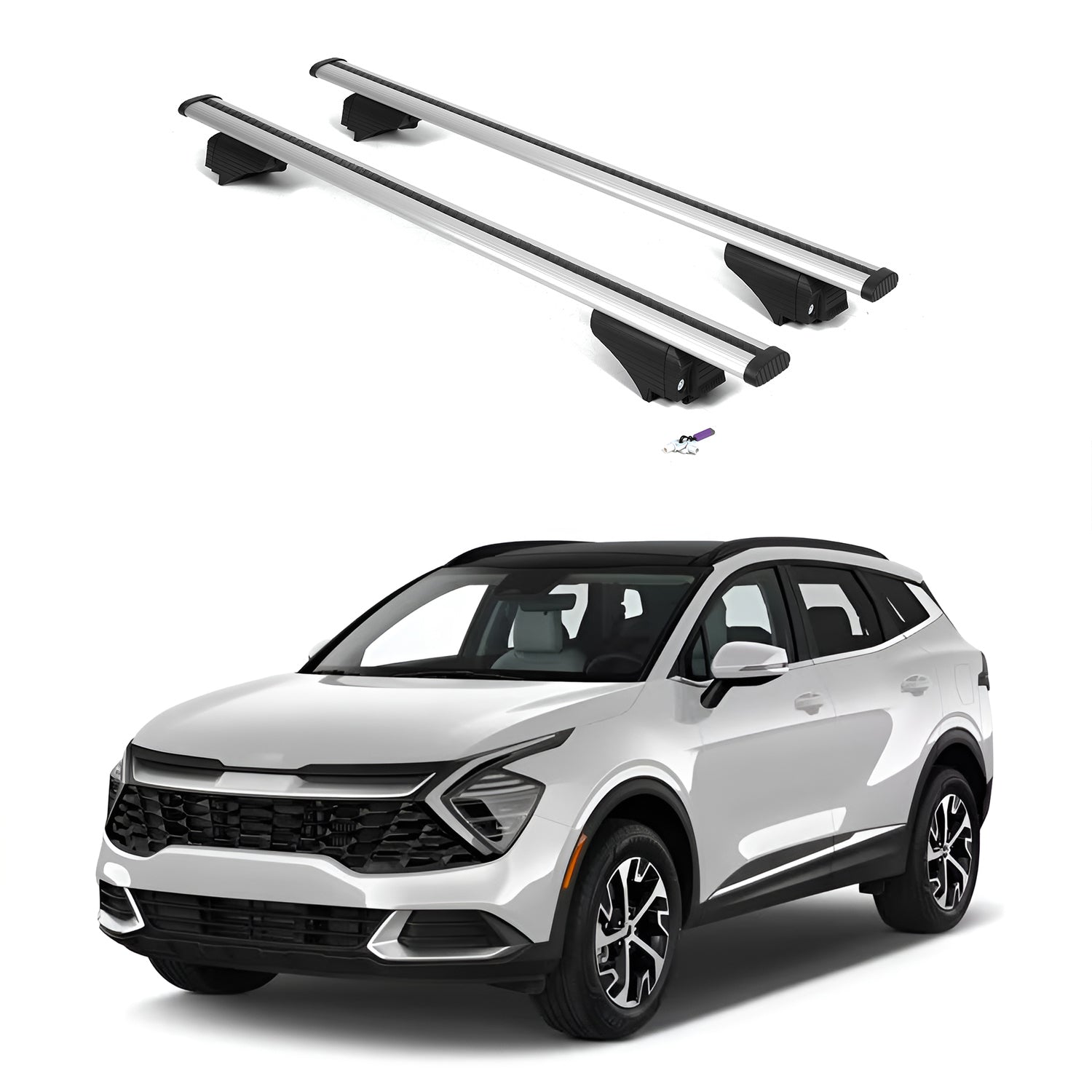 ERKUL Roof Rack Cross Bars for Kia Sportage 2023-2025 with Flush Rails - Silver