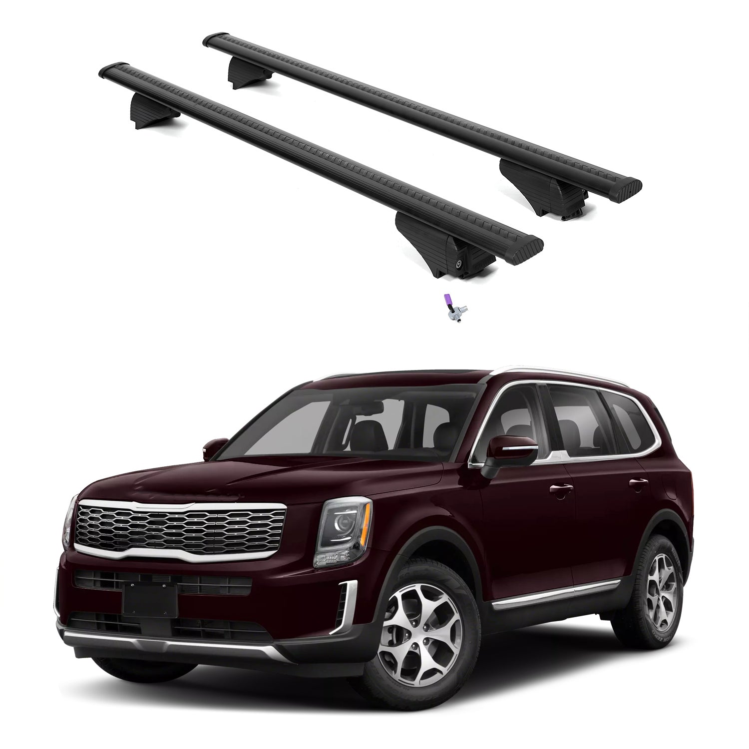 ERKUL Roof Rack Cross Bars for Kia Telluride 2019-2025 with Flush Rails - Black