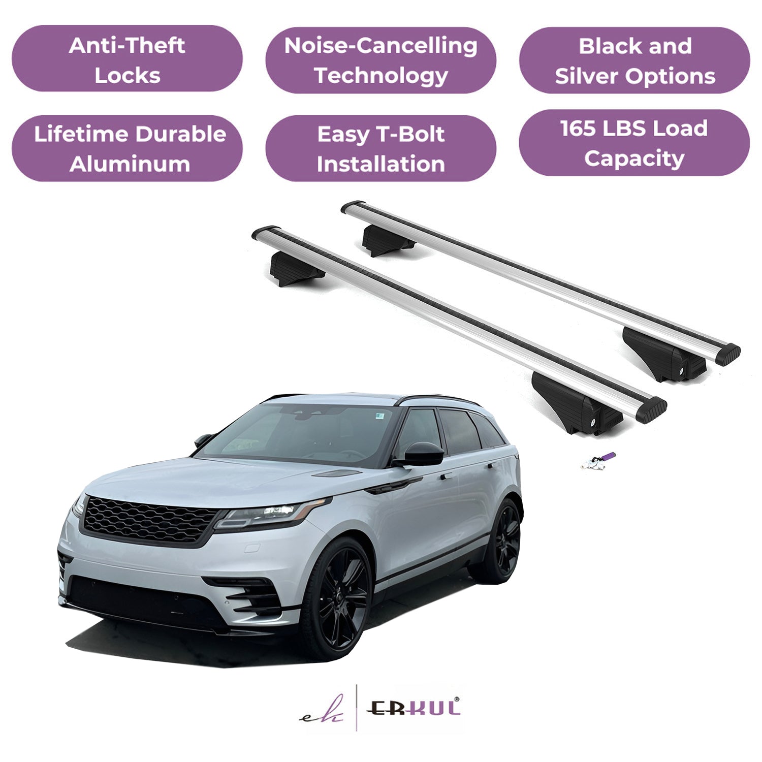 Roof Rack Cross Bars with Extended Bar Design for Range Rover Velar 2018-2025 - Silver