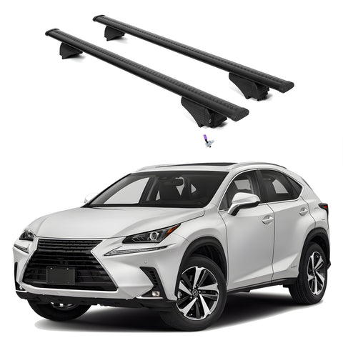 ERKUL Roof Rack Cross Bars for Lexus NX200T NX300 NX300H 2015-2021 | Aluminum Crossbars with Anti Theft Lock for Rooftop | Compatible with Flush Rails - Black