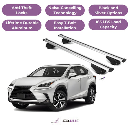 Roof Rack Cross Bars with Extended Bar Design for Lexus NX200T NX300 NX300H 2015-2021 - Silver