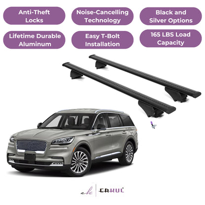 ERKUL Roof Rack Cross Bars for Lincoln Aviator 2020-2025 - Flush Rails - Black