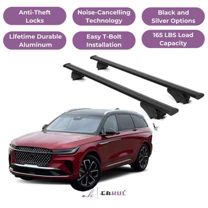 ERKUL Roof Rack Cross Bars for Lincoln Nautilus 2024-2025 - Flush Rails - Black