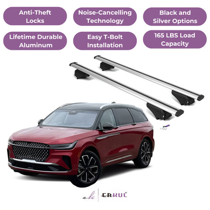 Roof Rack Cross Bars with Extended Bar Design for Lincoln Nautilus 2024-2025  - Silver