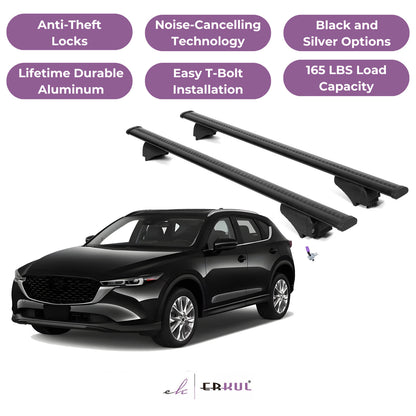 Roof Rack Cross Bars with Extended Bar Design for Mazda CX-5 CX5 2017-2025 - Black