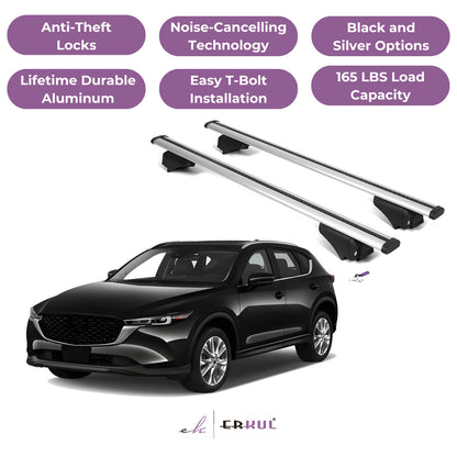 ERKUL Roof Rack Cross Bars for Mazda CX-5 CX5 2017-2025 - Silver