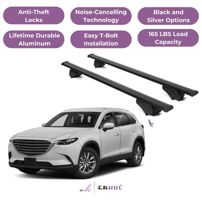 Roof Rack Cross Bars with Extended Bar Design for Mazda CX-9 CX9 2016-2024  - Black