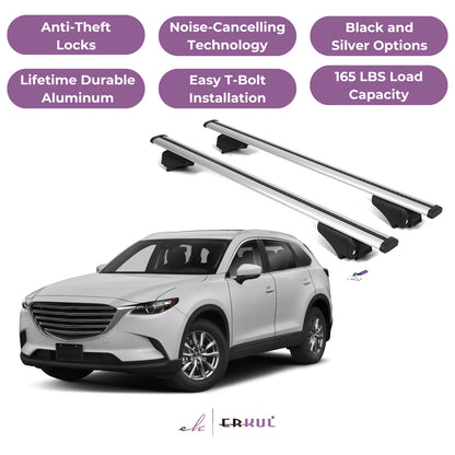 Roof Rack Cross Bars with Extended Bar Design for Mazda CX-9 CX9 2016-2024  - Silver