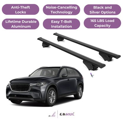 Roof Rack Cross Bars with Extended Bar Design for Mazda CX-90 CX90 2024-2025  - Black