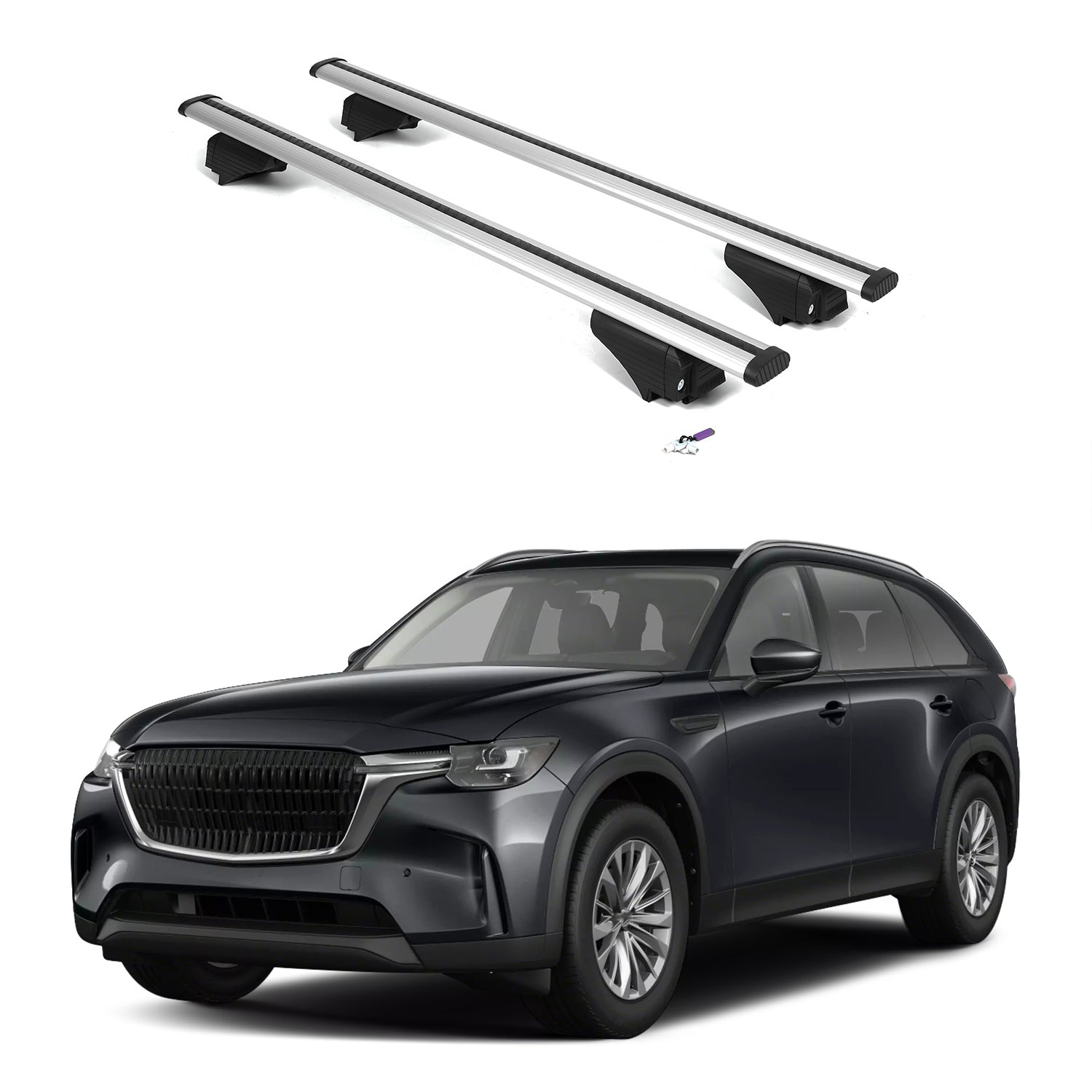 ERKUL Roof Rack Cross Bars for Mazda CX-90 CX90 2024-2025 - Flush Rails - Silver