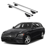 ERKUL Roof Rack Cross Bars for Mercedes Benz E-Class 2017-2023 | Aluminum Crossbars with Anti Theft Lock for Rooftop | Compatible with Flush Rails - Silver