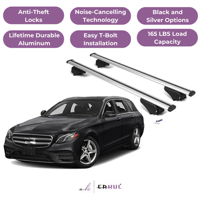 Roof Rack Cross Bars with Extended Bar Design for Mercedes Benz E-Class 2017-2023 - Silver