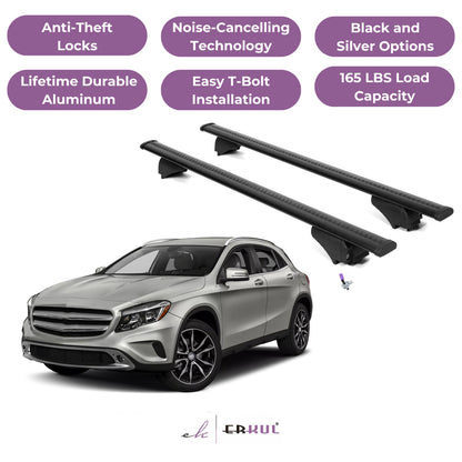 Roof Rack Cross Bars with Extended Bar Design for Mercedes Benz GLA 2014-2020  - Black