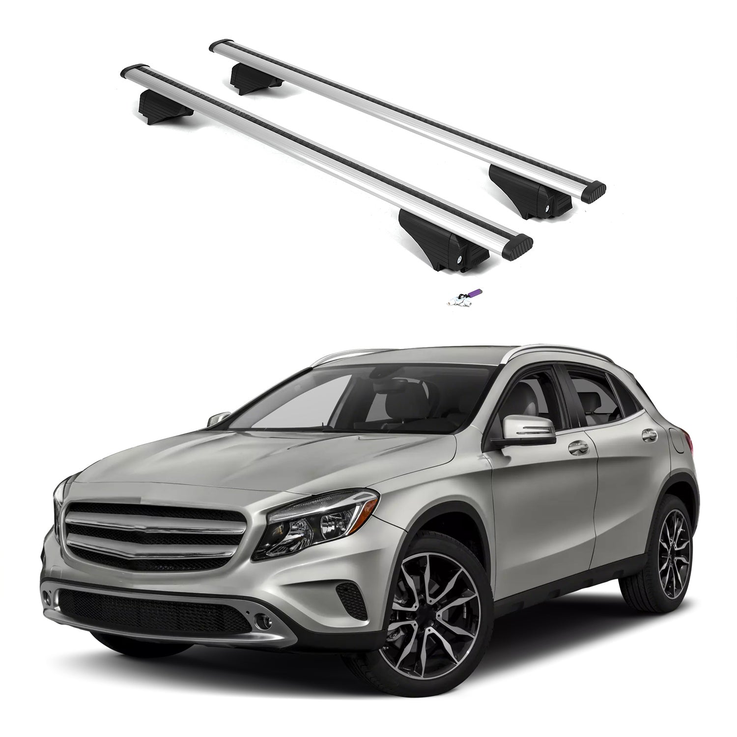 ERKUL Roof Rack Cross Bars for Mercedes Benz GLA 2014-2020  - Silver