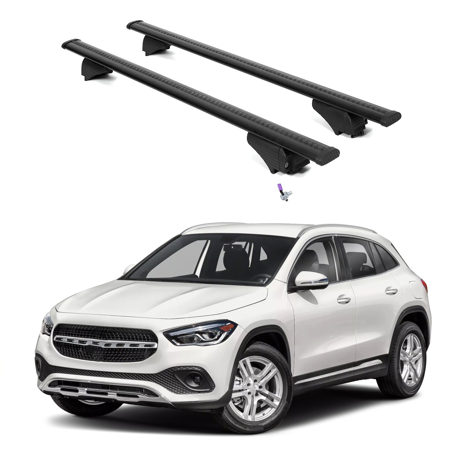 ERKUL Roof Rack Cross Bars for Mercedes Benz GLA 2021-2025 - Flush Rails - Black