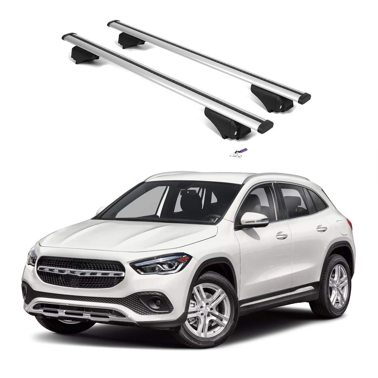 ERKUL Roof Rack Cross Bars for Mercedes Benz GLA 2021-2025 - Silver