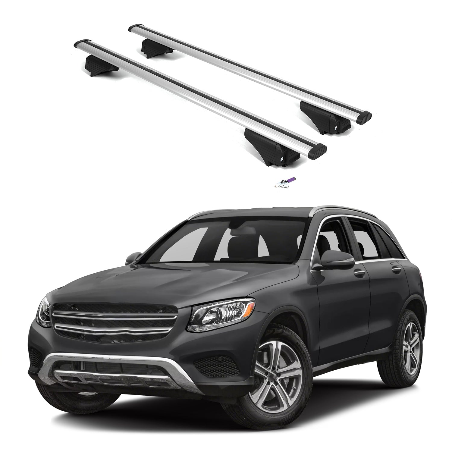 ERKUL Roof Rack Cross Bars for Mercedes Benz GLC 2016-2022  - Silver