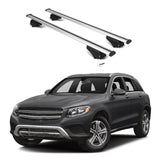 ERKUL Roof Rack Cross Bars for Mercedes Benz GLC 2016-2022 | Aluminum Crossbars with Anti Theft Lock for Rooftop | Compatible with Flush Rails - Silver