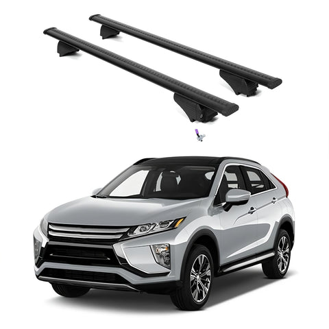 ERKUL Roof Rack Cross Bars for Mitsubishi Eclipse Cross 2018-2024 | Aluminum Crossbars with Anti Theft Lock for Rooftop | Compatible with Flush Rails - Black