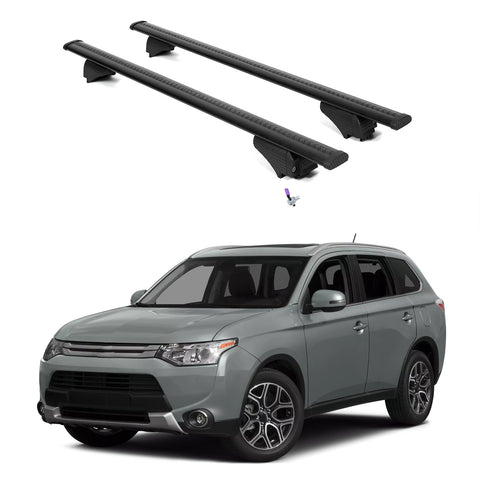 ERKUL Roof Rack Cross Bars for Mitsubishi Outlander 2014-2021 | Aluminum Crossbars with Anti Theft Lock for Rooftop | Compatible with Flush Rails - Black