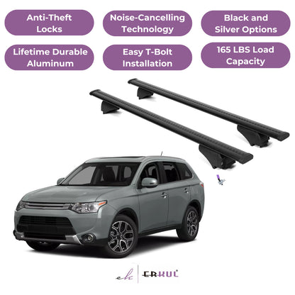 ERKUL Roof Rack Cross Bars for Mitsubishi Outlander 2014-2021 - Black