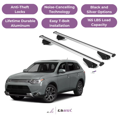 Roof Rack Cross Bars with Extended Bar Design for Mitsubishi Outlander 2014-2021 - Silver
