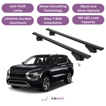 ERKUL Roof Rack Cross Bars for Mitsubishi Outlander 2022-2025 - Black