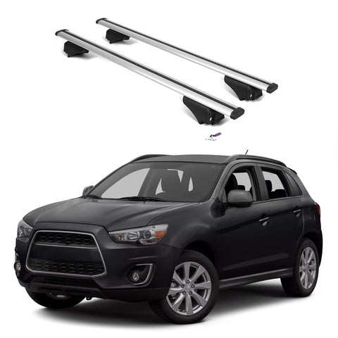 ERKUL Roof Rack Cross Bars for Mitsubishi Outlander Sport 2011-2024 | Aluminum Crossbars with Anti Theft Lock for Rooftop | Compatible with Flush Rails - Silver