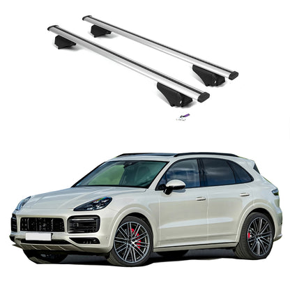 ERKUL Roof Rack Cross Bars for Porsche Cayenne 2019-2025 - Flush Rails - Silver