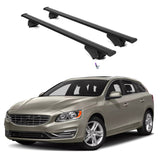 ERKUL Roof Rack Cross Bars for Volvo V60 2015-2018 | Aluminum Crossbars with Anti Theft Lock for Rooftop | Compatible with Flush Rails - Black