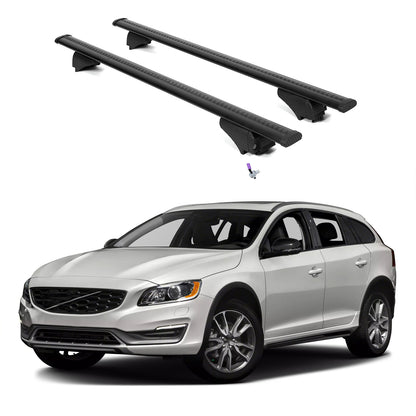 ERKUL Roof Rack Cross Bars for Volvo V60 Cross Country 2015-2018  - Black