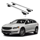 ERKUL Roof Rack Cross Bars for Volvo V60 Cross Country 2015-2018 | Aluminum Crossbars with Anti Theft Lock for Rooftop | Compatible with Flush Rails - Silver