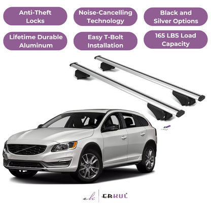 Roof Rack Cross Bars with Extended Bar Design for Volvo V60 Cross Country 2015-2018 - Silver