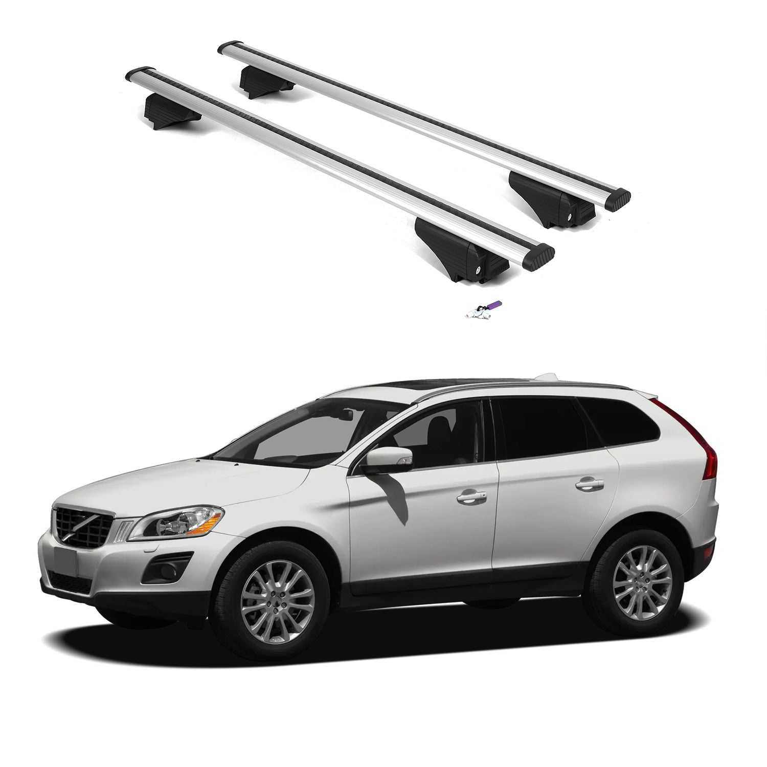 ERKUL Roof Rack Cross Bars for Volvo XC60 2009-2017  - Silver