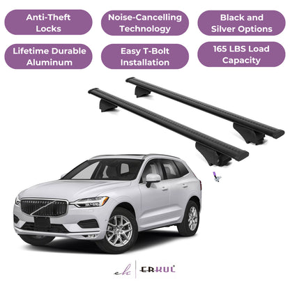 Roof Rack Cross Bars with Extended Bar Design for Volvo XC60 2018-2025  - Black