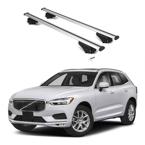 ERKUL Roof Rack Cross Bars for Volvo XC60 2018-2025 with Flush Rails - Silver