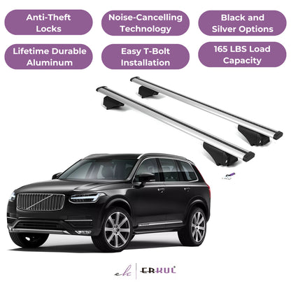 Roof Rack Cross Bars with Extended Bar Design for Volvo XC90 2016-2025  - Silver