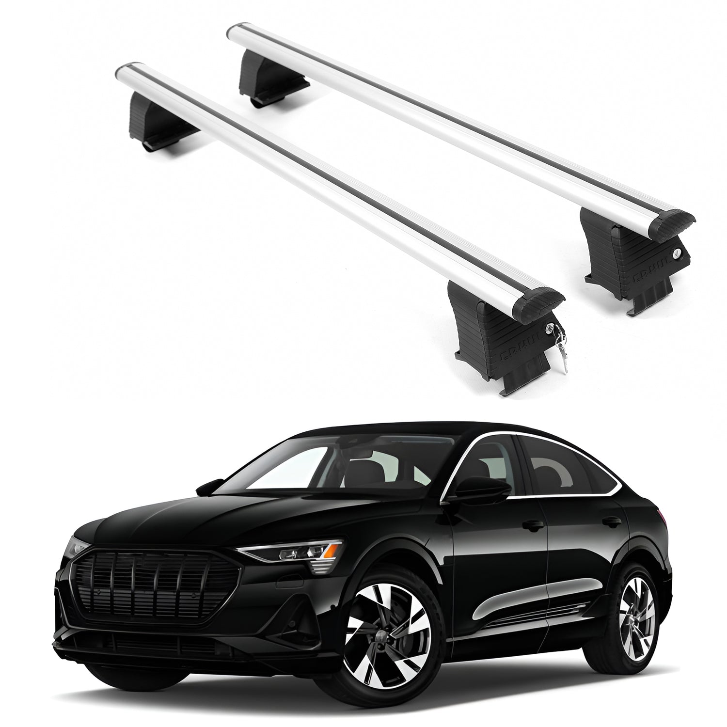 ERKUL Roof Rack Crossbars For AUDI E-TRON SPORTBACK 2020-2023 Naked Roof Aluminum Silver