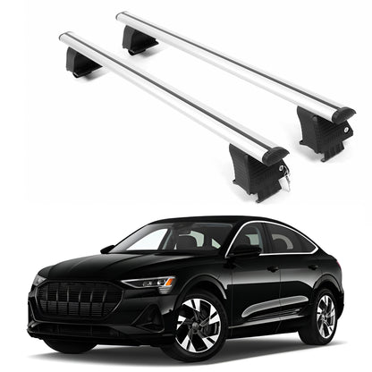 ERKUL Roof Rack Crossbars For AUDI E-TRON SPORTBACK 2020-2023 Naked Roof Aluminum Silver