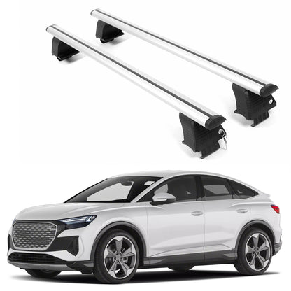 ERKUL Roof Rack Crossbars For AUDI Q4 E-TRON SPORTBACK 2022-2026 Naked Roof Aluminum Silver