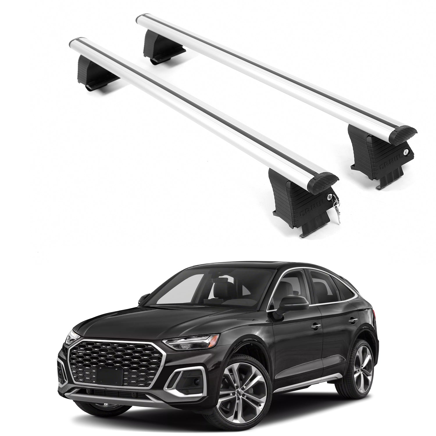 ERKUL Roof Rack Crossbars For AUDI Q5 SPORTBACK 2021-2026 Naked Roof Aluminum Silver