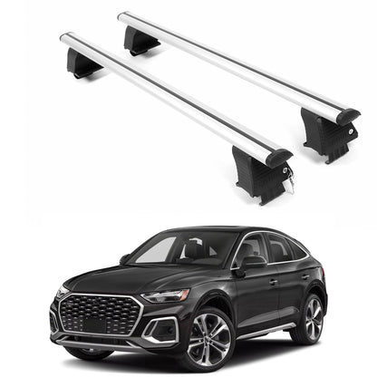 ERKUL Roof Rack Crossbars For AUDI Q5 SPORTBACK 2021-2026 Naked Roof Aluminum Silver