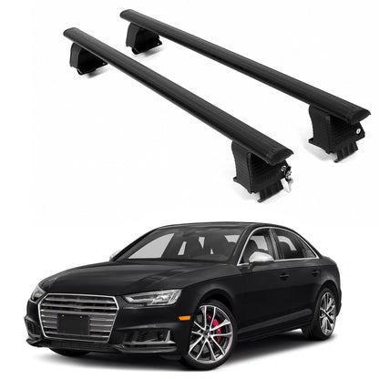 ERKUL Roof Rack Crossbars For AUDI S4 2018-2025 Naked Roof Aluminum Black