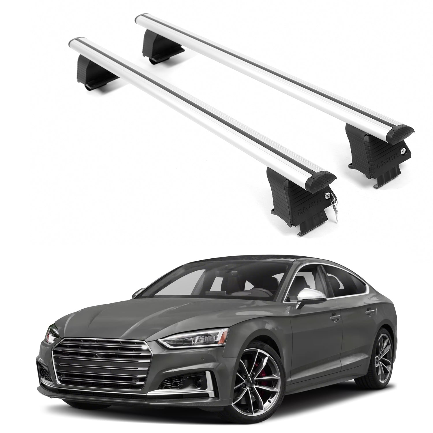 ERKUL Roof Rack Crossbars For AUDI S5 2018-2025 Naked Roof Aluminum Silver