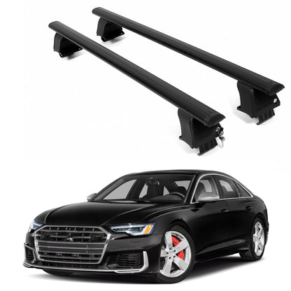 ERKUL Roof Rack Crossbars For AUDI S6 2020-2025 Naked Roof Aluminum Black