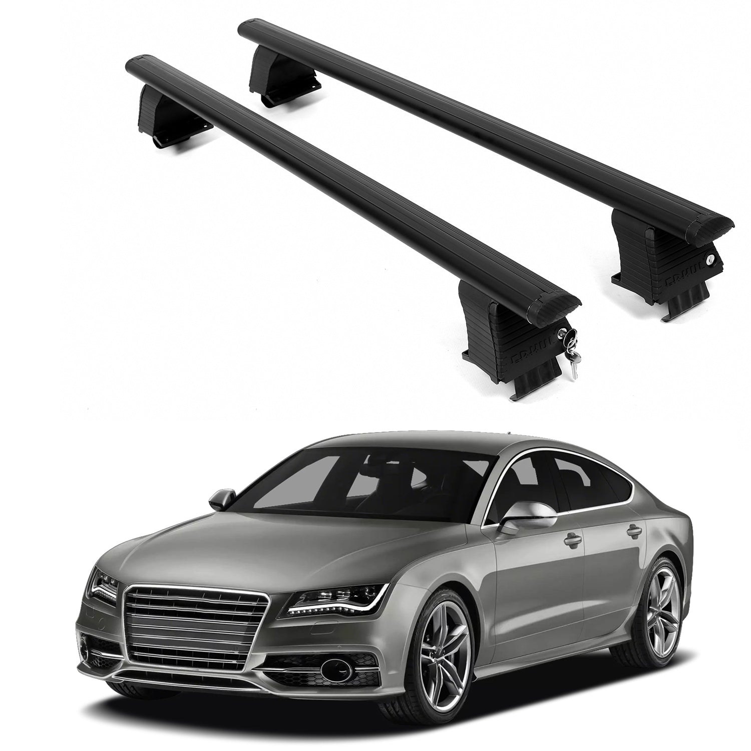 ERKUL Roof Rack Crossbars For AUDI S7 2012-2018 Naked Roof Aluminum Black