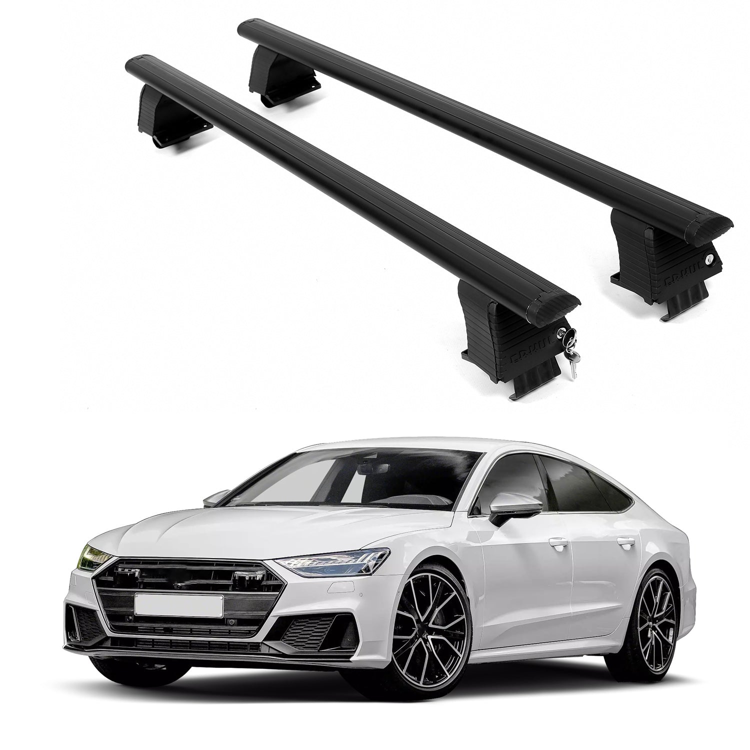 ERKUL Roof Rack Crossbars For AUDI S7 2020-2025 Naked Roof Aluminum Black
